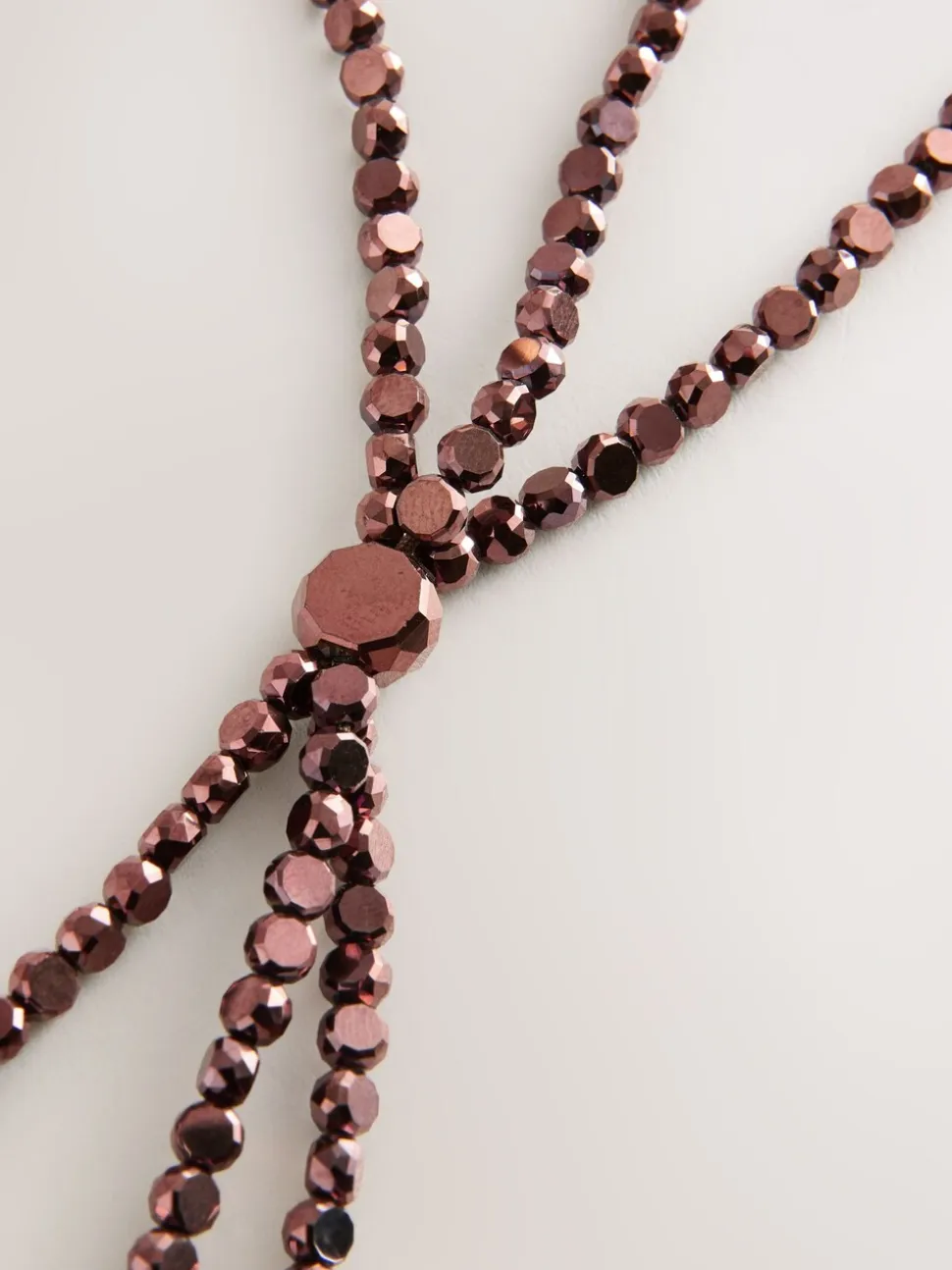 Chocoladebruin - Metallic Skinny Tiered Beaded Belt