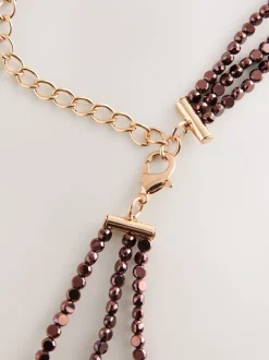 Chocoladebruin - Metallic Skinny Tiered Beaded Belt