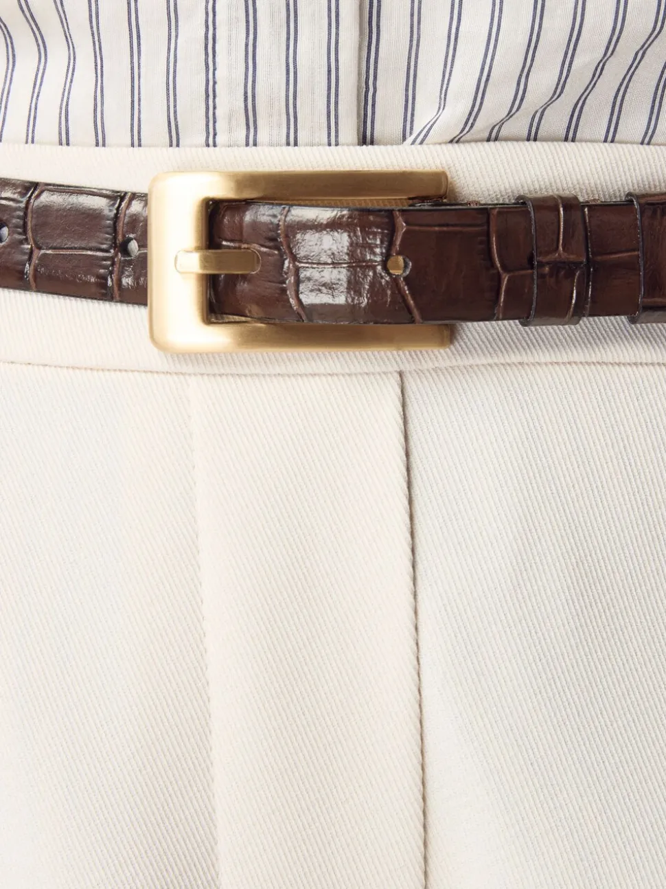 Chocoladebruin - N. Premium riem van Italiaans leer met krokodilleneffect-look