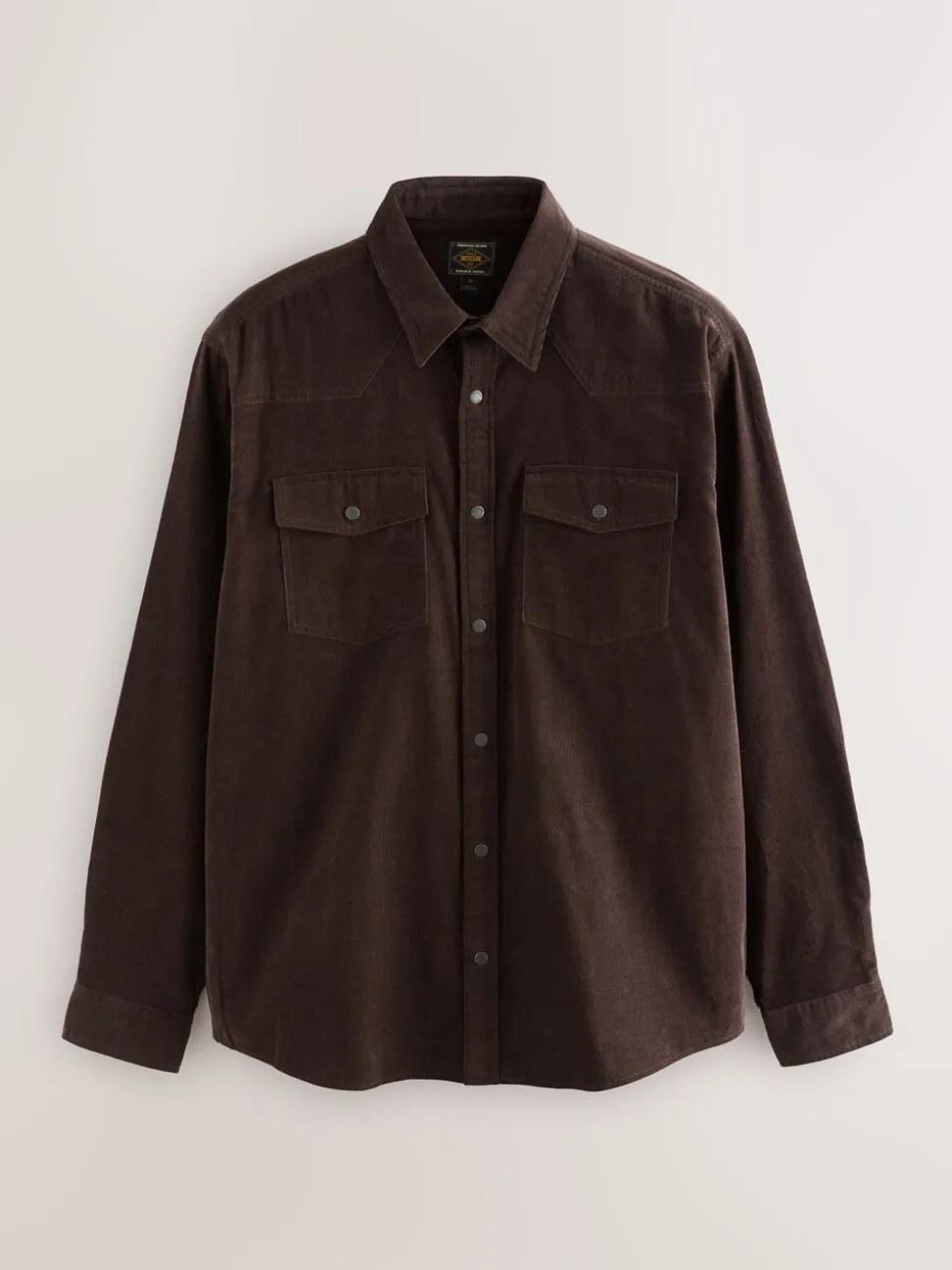 Chocoladebruin - Overhemd in westernstijl met lange mouwen van corduroy