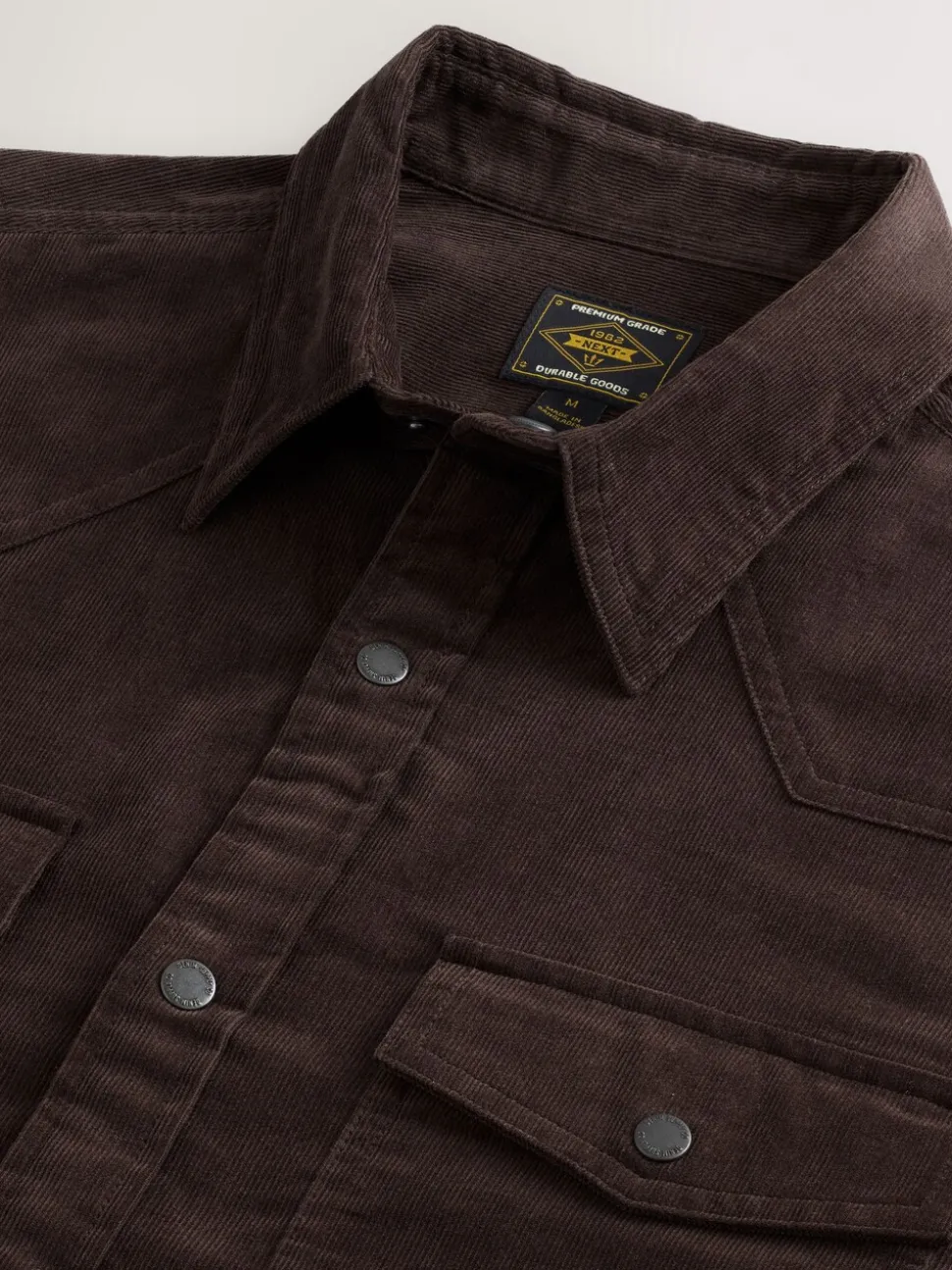 Chocoladebruin - Overhemd in westernstijl met lange mouwen van corduroy