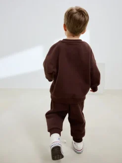 Chocoladebruin - Printed Crew Neck Sweat Top & Joggers Set (3mths-7yrs)