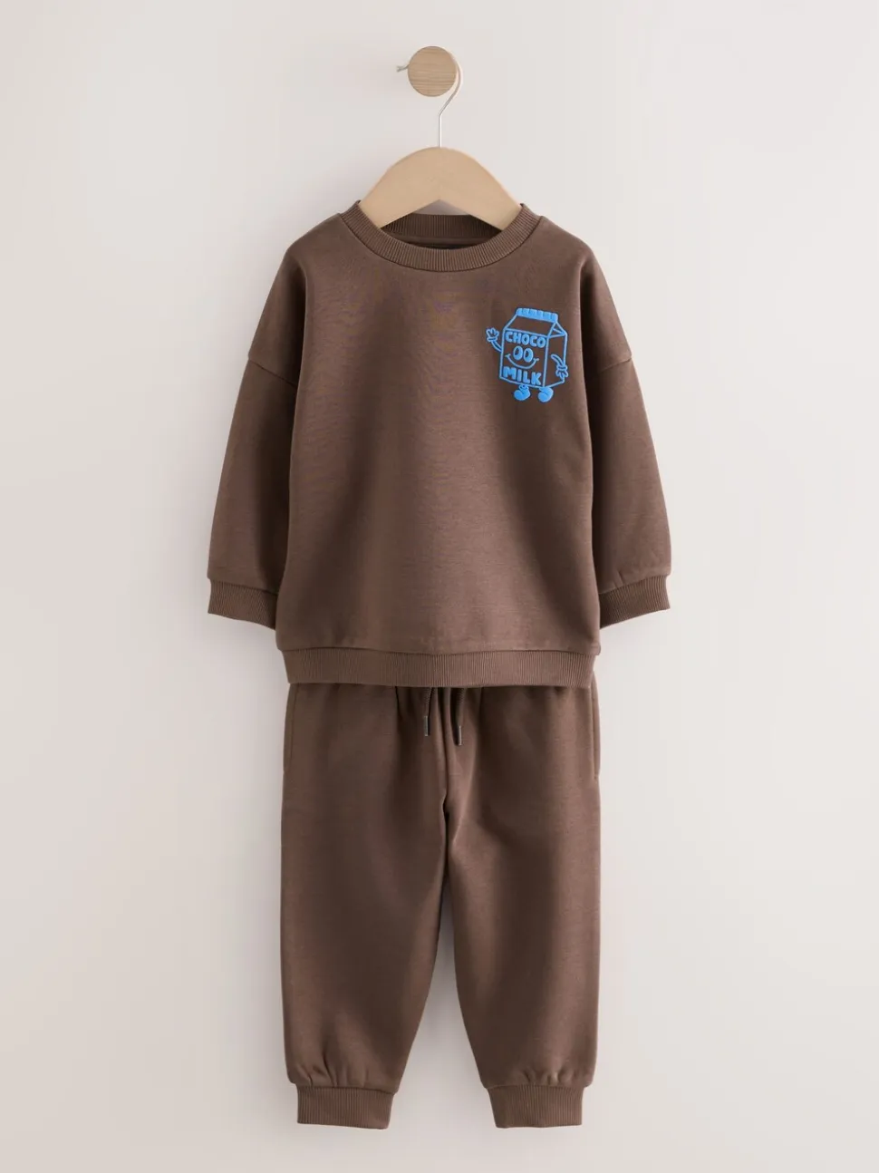 Chocoladebruin - Printed Crew Neck Sweat Top & Joggers Set (3mths-7yrs)
