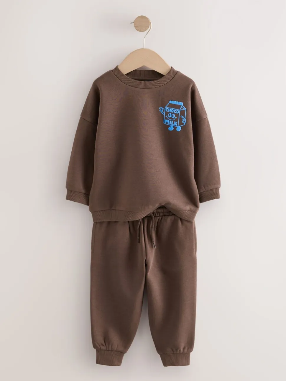 Chocoladebruin - Printed Crew Neck Sweat Top & Joggers Set (3mths-7yrs)