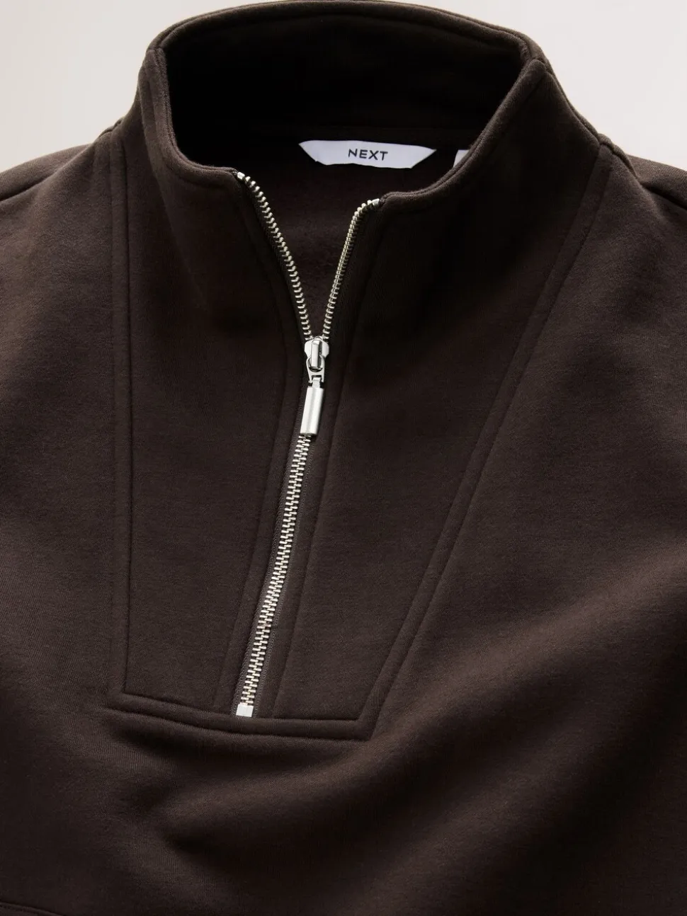 Chocoladebruin - Relaxed fit sweatshirt van zware katoenrijke jersey met ritssluiting bij de hals