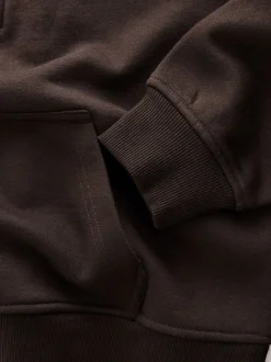 Chocoladebruin - Relaxed fit sweatshirt van zware katoenrijke jersey met ritssluiting bij de hals