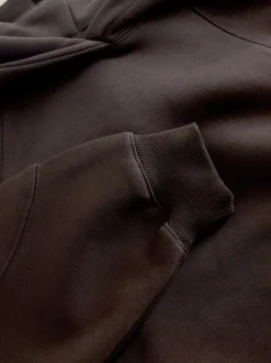 Chocoladebruin - Relaxte zware hoodie met normale lengte