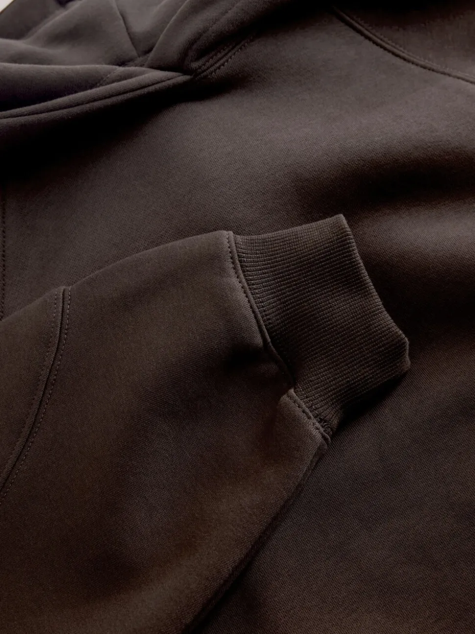 Chocoladebruin - Relaxte zware hoodie met normale lengte
