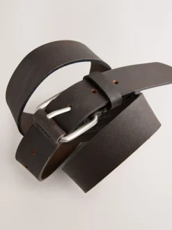 Chocoladebruin - Roller Tab Casual Leather Belt