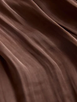 Chocoladebruin - Satin Pleated Maxi Skirt