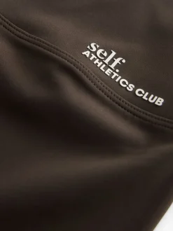 Chocoladebruin - self. Legging met hoge taille