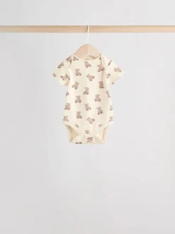 Chocoladebruin - Set van 5 babyrompertjes met korte mouwen