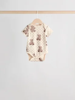 Chocoladebruin - Set van 5 babyrompertjes met korte mouwen