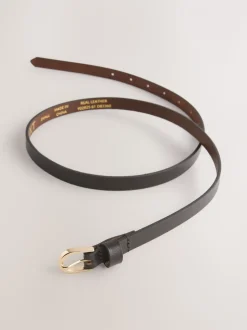 Chocoladebruin - Smalle leren riem