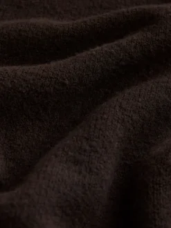 Chocoladebruin - Stand Neck Knitted Midi Jumper Dress