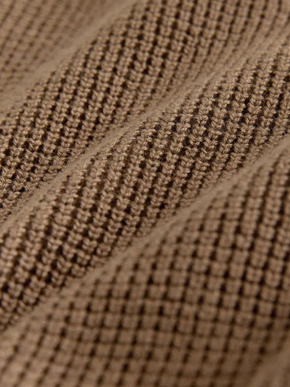 Chocoladebruin - Textured Knitted Zip Neck Jumper (3-16yrs)