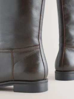 Chocoladebruin leer - Forever Comfort® platte rijlaarzen
