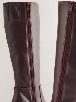 Chocoladebruin leer - Forever Comfort® kniehoge laarzen met hardware trim