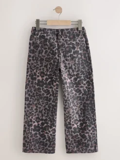 Chocoladebruin luipaardmotief - Jeans met wijde pijpen (3-16 jr)