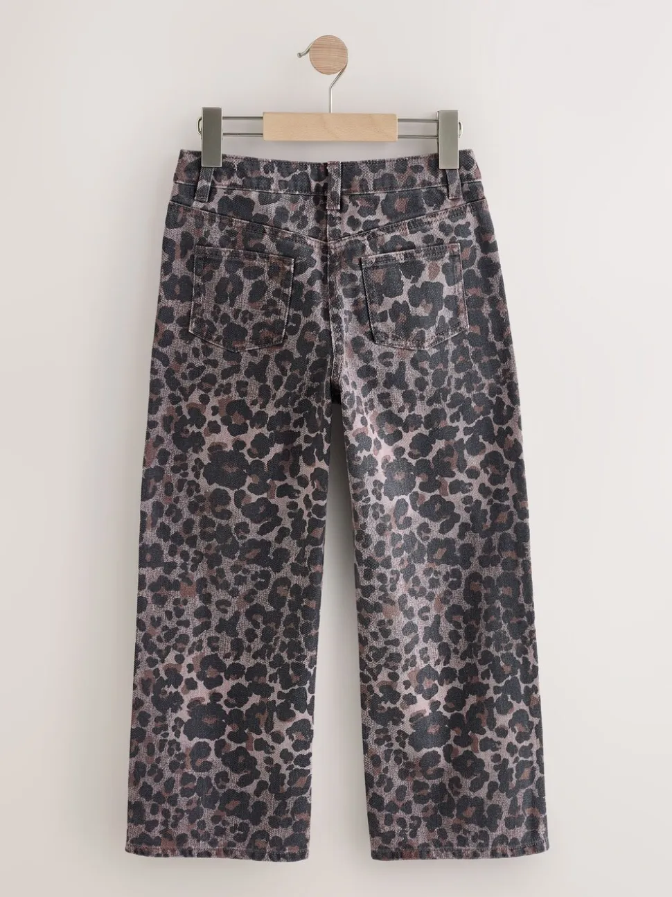 Chocoladebruin luipaardmotief - Jeans met wijde pijpen (3-16 jr)
