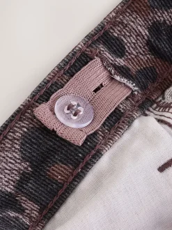 Chocoladebruin luipaardmotief - Jeans met wijde pijpen (3-16 jr)