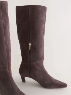 Chocoladebruin suède - Forever Comfort® Knee High Chisel Toe Heeled Boots