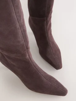 Chocoladebruin suède - Forever Comfort® Knee High Chisel Toe Heeled Boots