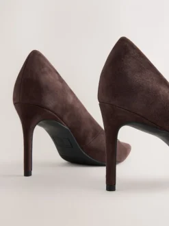 Chocoladebruin suède - Leren mid-court pumps