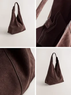 Chocoladebruin suède - Slappe schoudertas