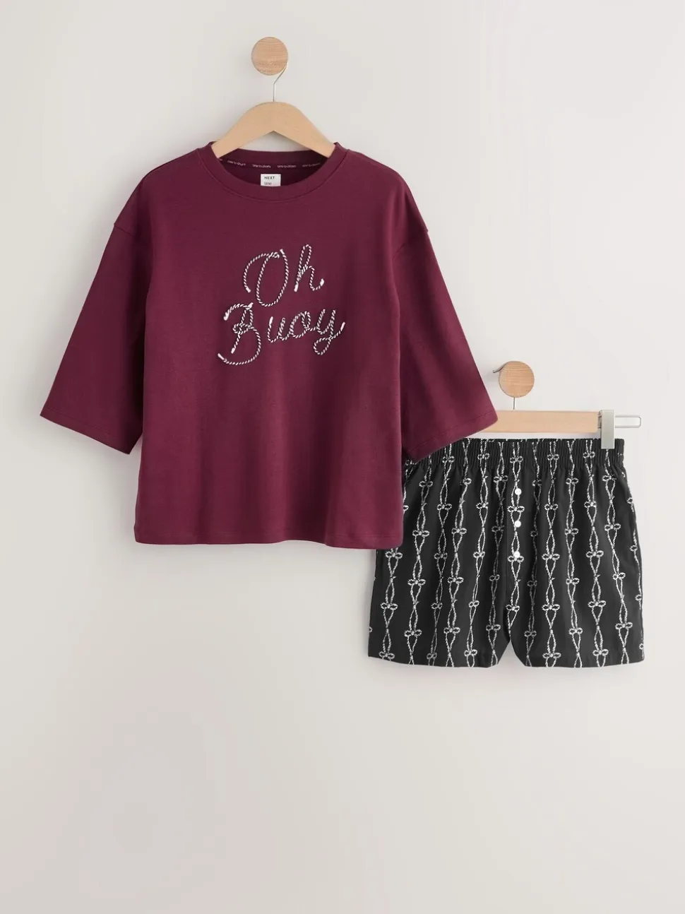 Chocoladebruine slogan - Pyjama met short