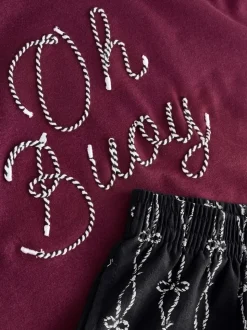 Chocoladebruine slogan - Pyjama met short