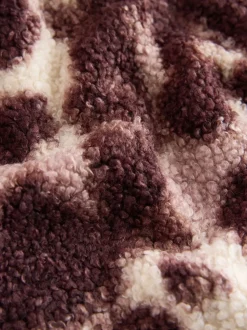 Chocoladebruin/roze luipaardprint - Soft Touch Knusse Teddy Borg Kwartrondrits Fleece