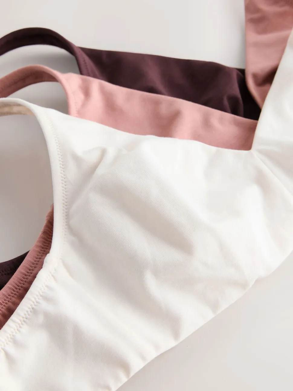 Chocoladebruin/Roze/Crème - Katoenmix ultiem comfort beha's verpakking van 3