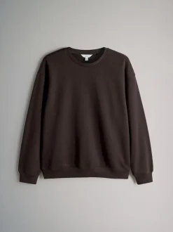 Chocoladebruin/Taupebruin/Crème - The Set set van 3 ruimvallende sweatshirts met ronde hals