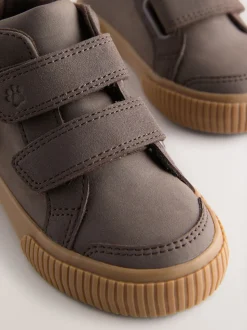 Chocoladekleurig met hondenprint - Hoge schoenen met klittenbandsluiting