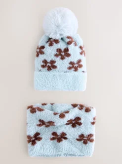 Chocolate Blue Flower - Beanie And Snoods Set (1-16yrs) (1-16yrs)