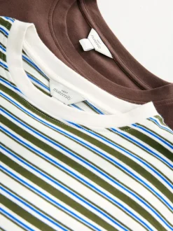 Chocolate Brown and Green Stripe - Maternity Nursing T-Shirts 2 Pack