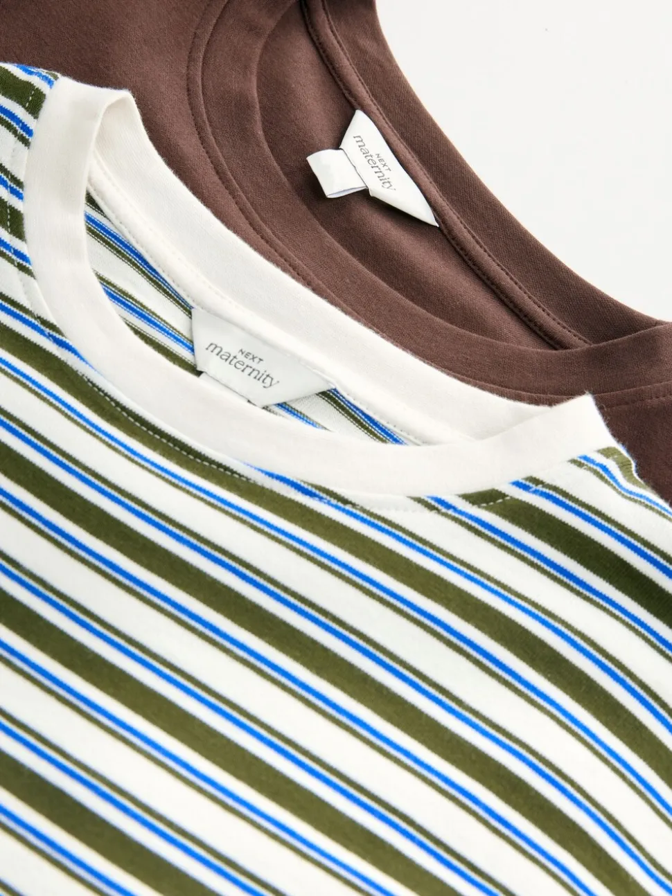 Chocolate Brown and Green Stripe - Maternity Nursing T-Shirts 2 Pack