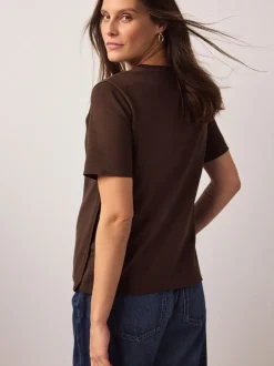 Chocolate Brown and Green Stripe - Maternity Nursing T-Shirts 2 Pack