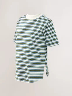 Chocolate Brown and Green Stripe - Maternity Nursing T-Shirts 2 Pack