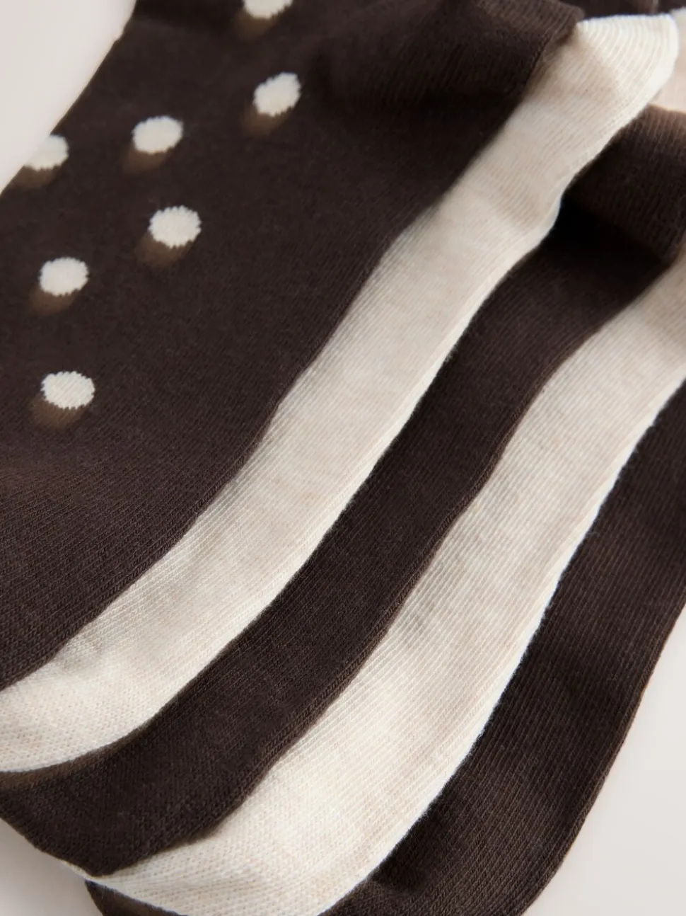 Chocolate Brown/White Spot - Set van 5 paar enkelsokken