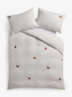 Christmas Robin fleece dekbedovertrek en kussensloop