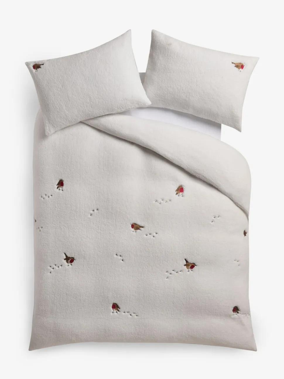 Christmas Robin fleece dekbedovertrek en kussensloop
