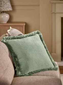 Chunky Fringe Velvet Chenille Cushion
