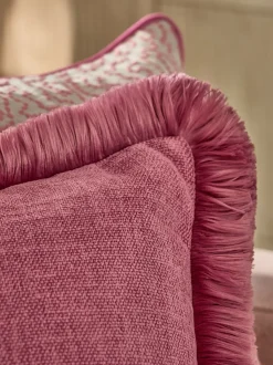Chunky Fringe Velvet Chenille Cushion