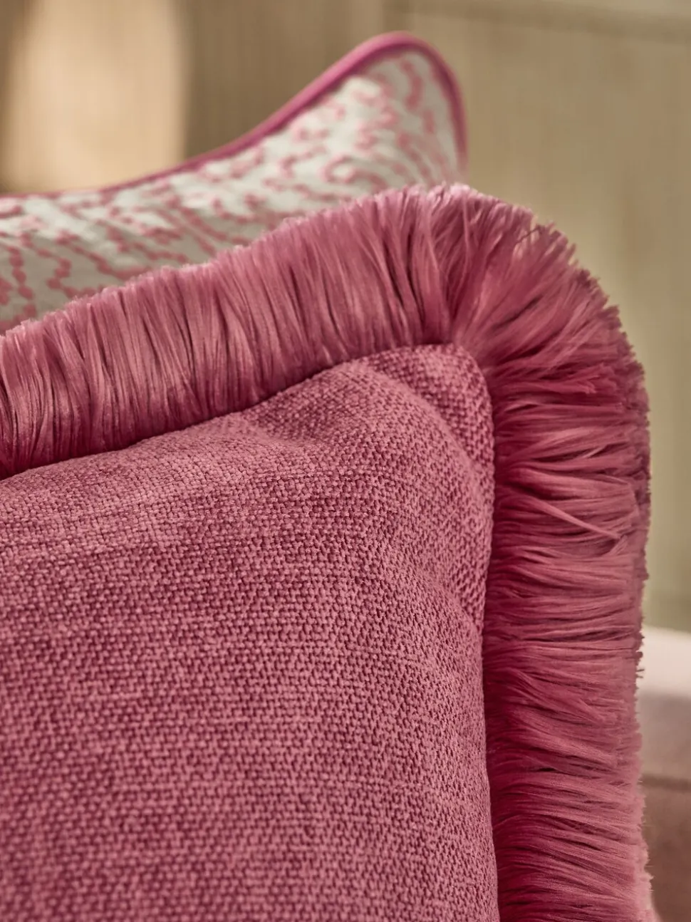 Chunky Fringe Velvet Chenille Cushion