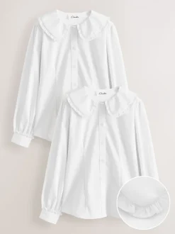 Clarks Kraag Lange Mouw Schoolshirts 2 Pack