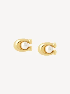 COACH Tone Signature oorknopjes met parel