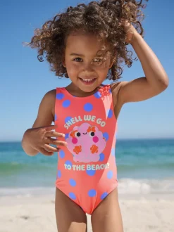 Coral Pink Shell Polka Dot - Badpak (3 mnd-7 jr)