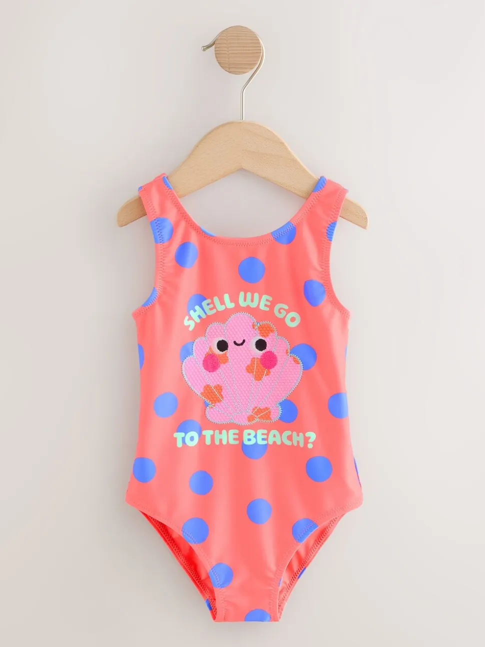 Coral Pink Shell Polka Dot - Badpak (3 mnd-7 jr)
